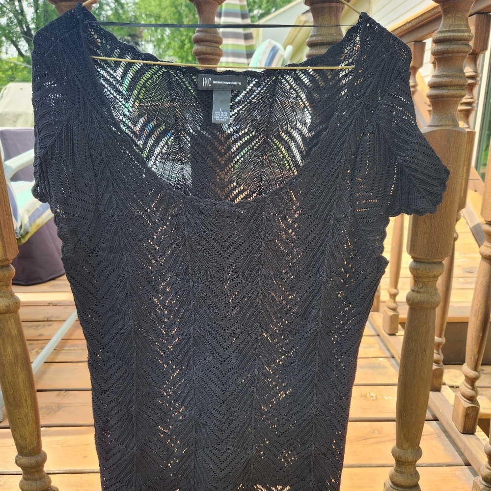International Concepts Women's Black Knitted Top Size Large